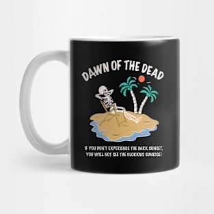 Skeleton with sunrise on the island Mug